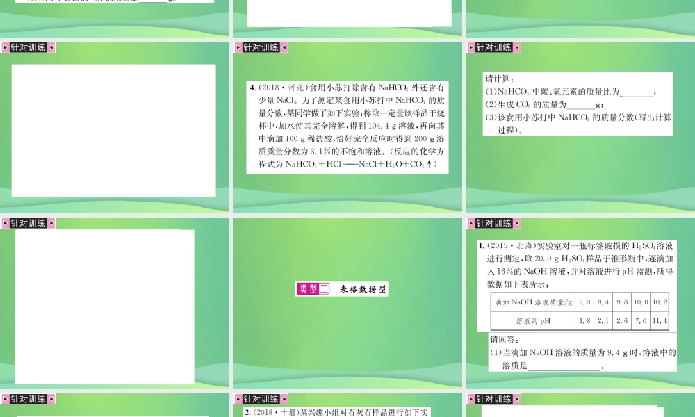 中考化学总复习 中考6大题型轻松搞定 题型复习(五)题型之三 有关化学方程式与溶液的综合计算课件
