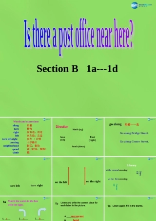 中学七年级英语下册 Unit 8 Is there a post office near here Period 3课件 (新版)人教新目标版 课件