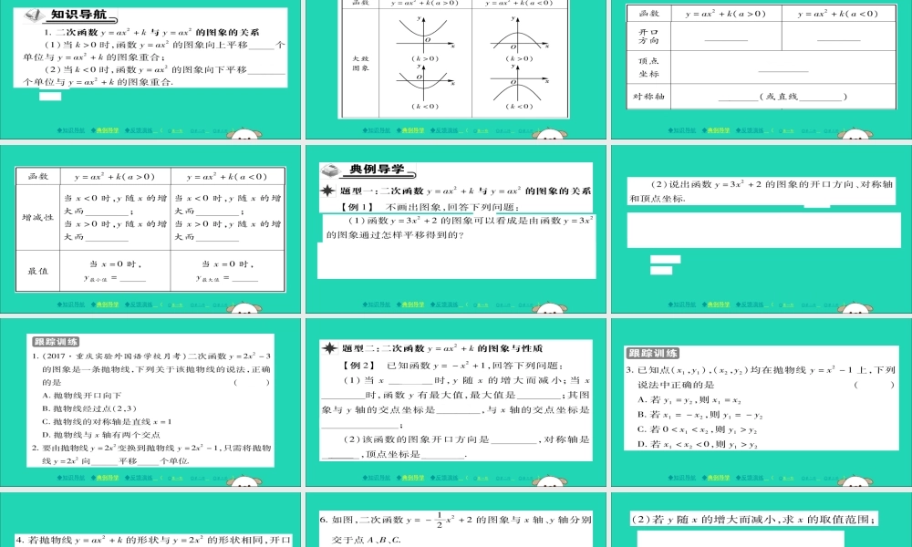 九年级数学下册 第26章 二次函数 2622 二次函数yax2bxc的图象与性质(第1课时)习题课件 (新版)华东师大版 课件