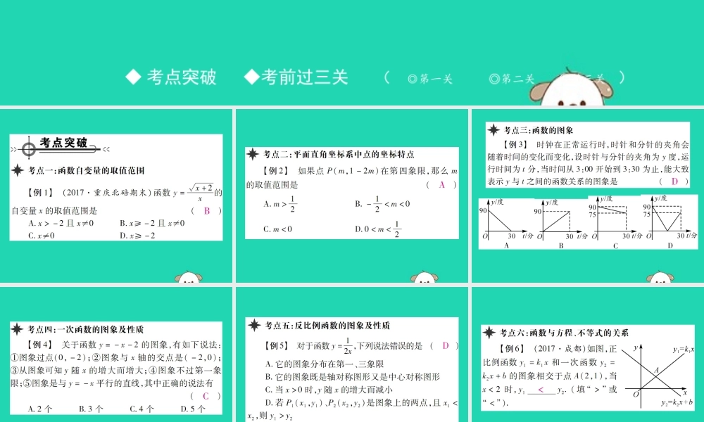八年级数学下册 第17章(函数及其图象)章末考点复习与小结习题课件 (新版)华东师大版 课件