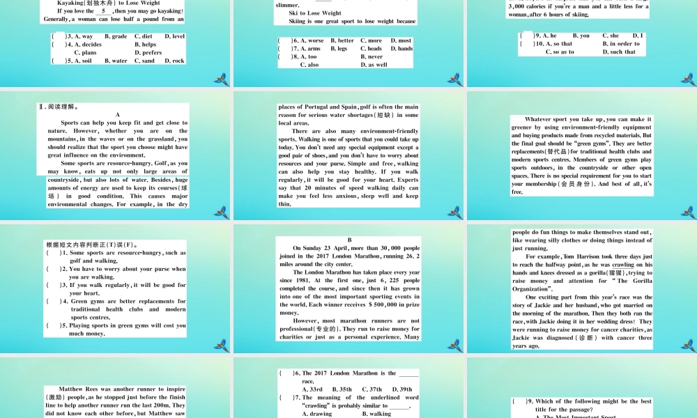 九年级英语上册 Module 8 Sports life Unit 3 Language in use习题课件 (新版)外研版 课件