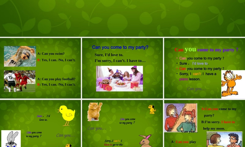 八年级英语上册 Unit 9 Can you come to my party Section A 1课件 (新版)人教新目标版 课件