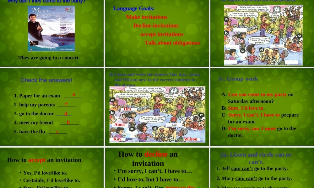 八年级英语上册 Unit 9 Can you come to my party Section A 1课件 (新版)人教新目标版 课件