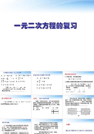 九年级数学上册 一元二次方程复习同步练习课件 青岛版 课件