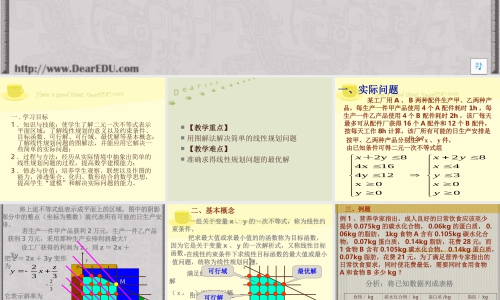 单的线性规划问题[原创]新课标 课件