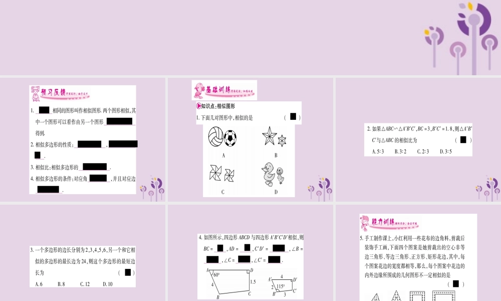 九年级数学上册 第3章 图形的相似 33 相似图形作业课件 (新版)湘教版 课件