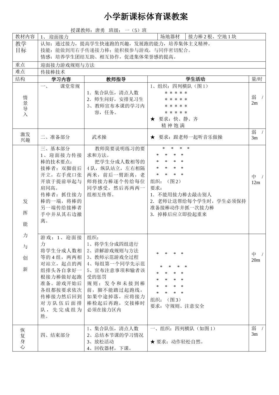 唐勇—迎面接力教案_第1页