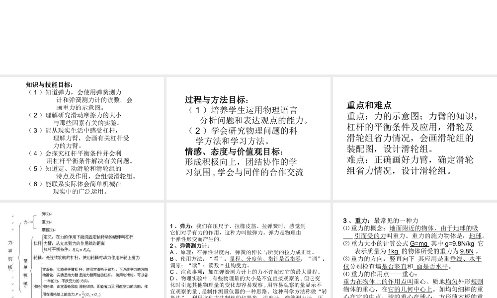 九年级物理复习课件——力和机械部分苏科版 课件