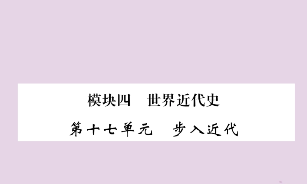 中考历史总复习 第一编 教材过关 模块4 世界近代史 第17单元 步入近代课件