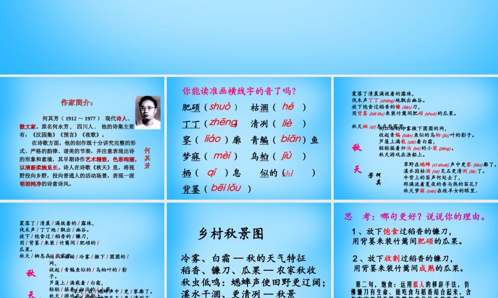 中学七年级语文上册(第14课 秋天)课件2 (新版)新人教版 课件