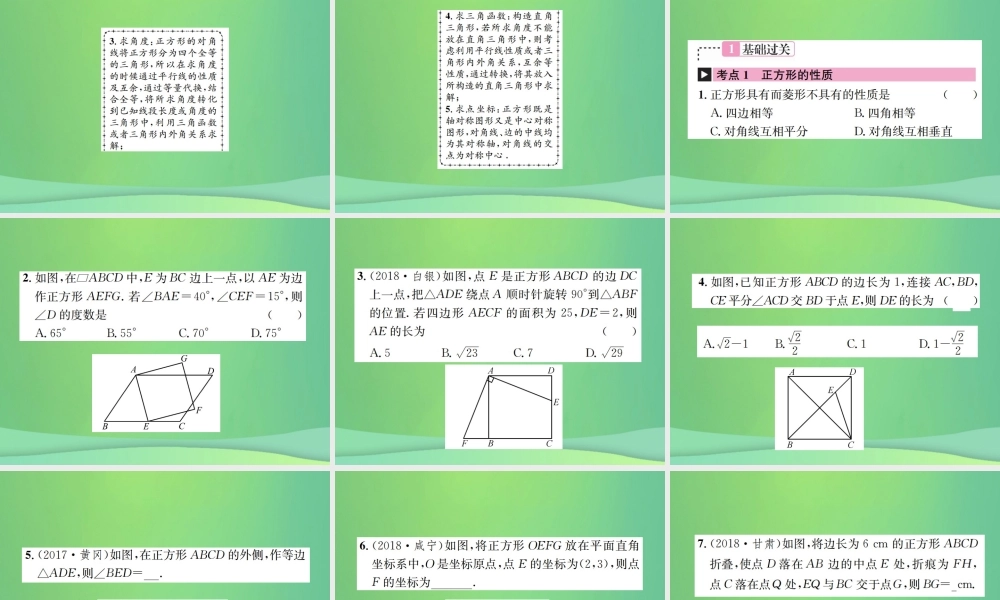 中考数学复习 第五单元 四边形 第21讲 第3课时 正方形课件