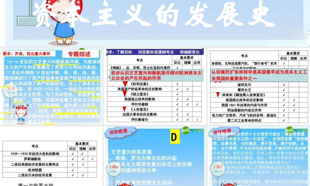 中考历史专题复习课件 资本主义的发展史 课件