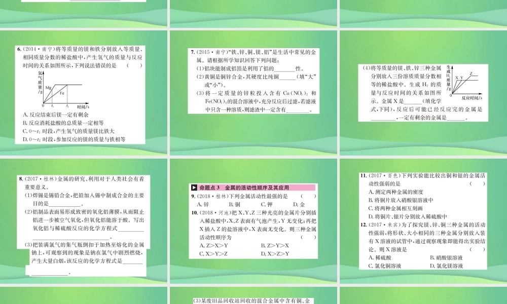 中考化学总复习 教材考点梳理 第8单元 金属和金属材料课件