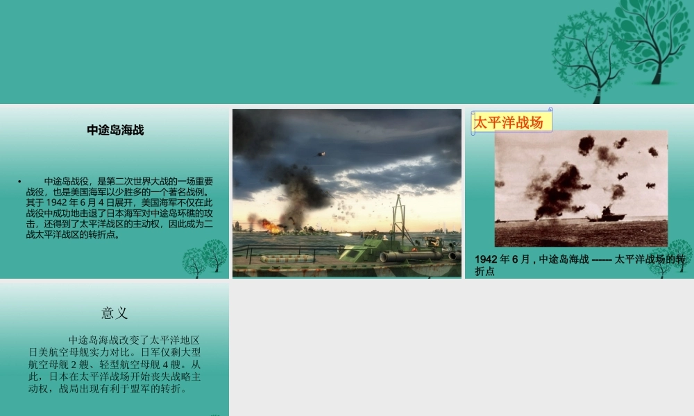 九年级历史下册 第7课(世界反法西斯战争的胜利)自由阅读卡-中途岛海战课件 新人教版 0106317