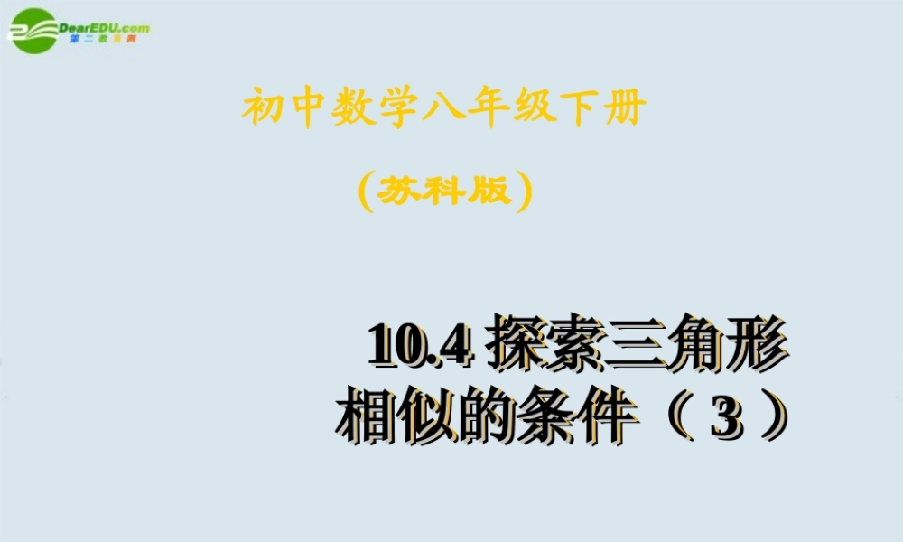 八年级数学下册 10.4探索三角形相似的条件(3)课件 苏科版 课件