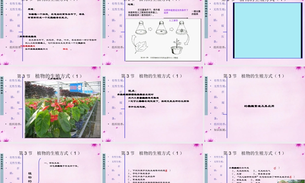 八年级生物上册 第十九章 第三节 植物的生殖方式课件 北师大版 课件