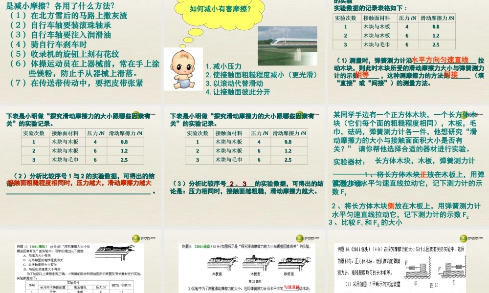 八年级物理下册 第8章 力复习课件 苏科版 课件