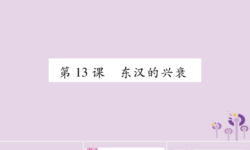 广西七年级历史上册 第3单元 秦汉时期 统一多民族国家的建立和巩固 第13课 东汉的兴衰课件 新人教版 课件