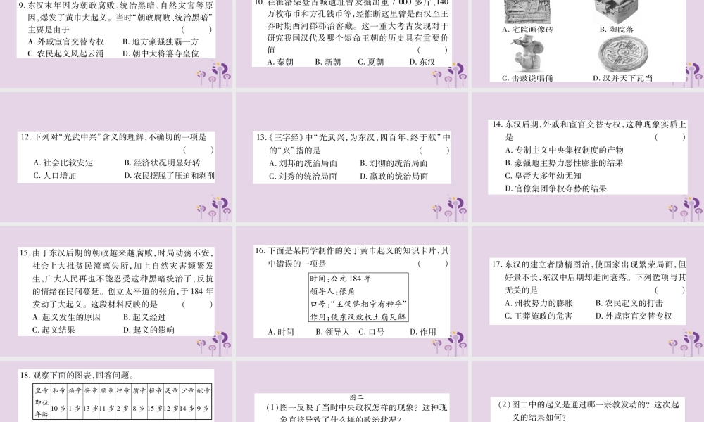 广西七年级历史上册 第3单元 秦汉时期 统一多民族国家的建立和巩固 第13课 东汉的兴衰课件 新人教版 课件