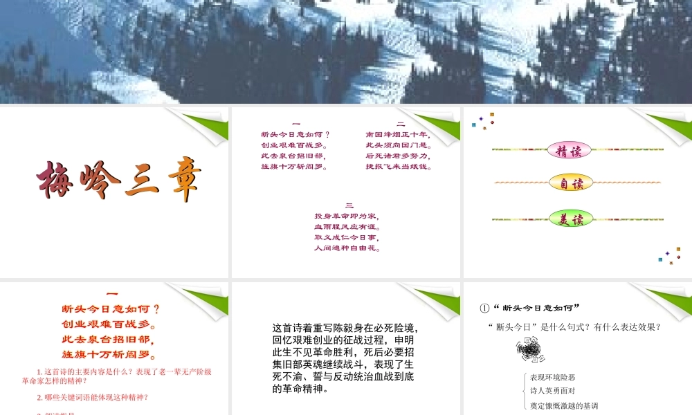 七年级语文下册(梅岭三章)课件 河大版 课件