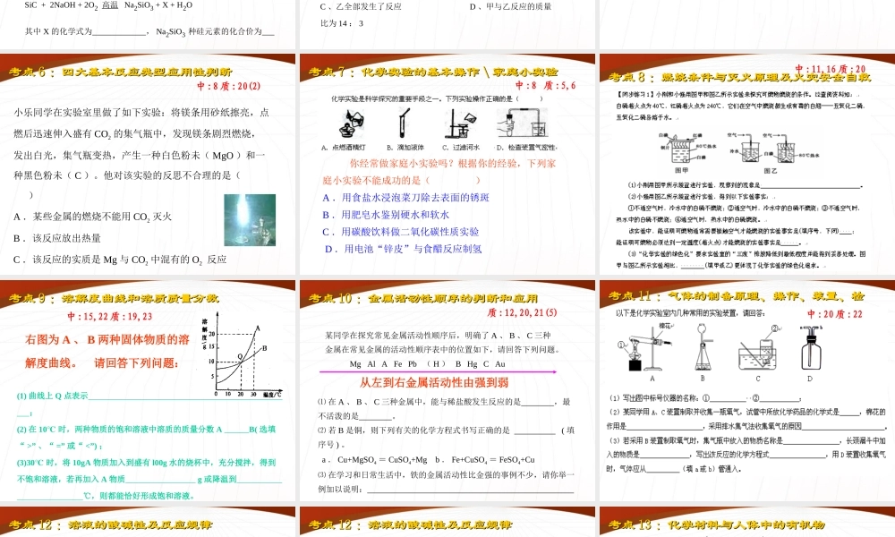 中考化学复习热点课件 沪教版 课件