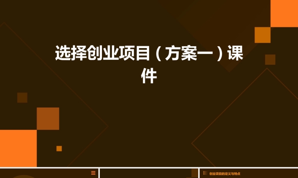 选择创业项目(方案一)课件