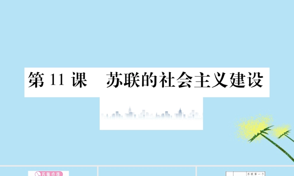 九年级历史下册 第三单元 第一次世界大战和战后初期的世界 第11课 苏联的社会主义建设习题课件 新人教版 课件