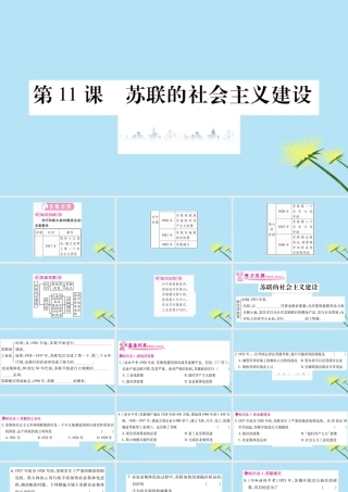 九年级历史下册 第三单元 第一次世界大战和战后初期的世界 第11课 苏联的社会主义建设习题课件 新人教版 课件