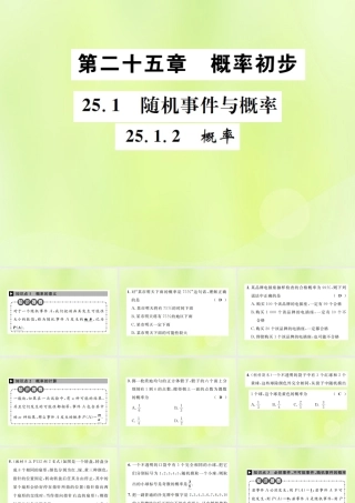 九年级数学上册 第二十五章 概率初步 251 随机事件与概率 2512 概率课件 (新版)新人教版 课件