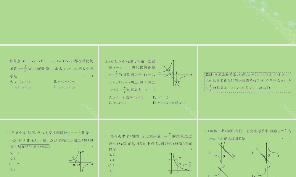 中考数学复习 第13课时 反比例函数 4 备考全能演练(课后作业)课件