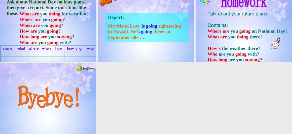 八年级英语上册(Unit 3 What are you doing for vacation Section A-P2 人教新目标版 课件