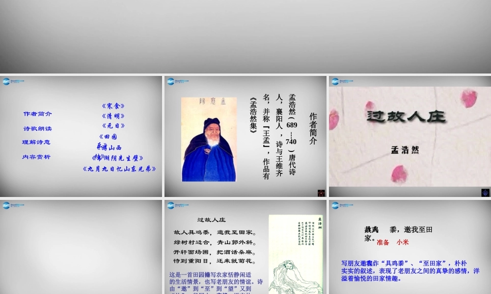 八年级语文下册 第四单元 过故人庄课件 (新版)北师大版 课件