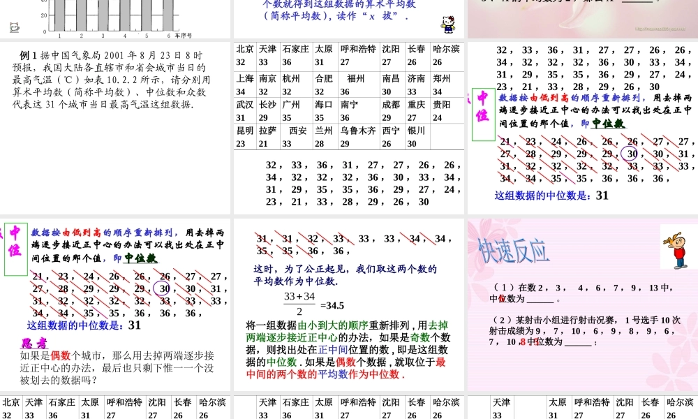 七年级数学平均数、中位数和众数课件 湘教版 课件