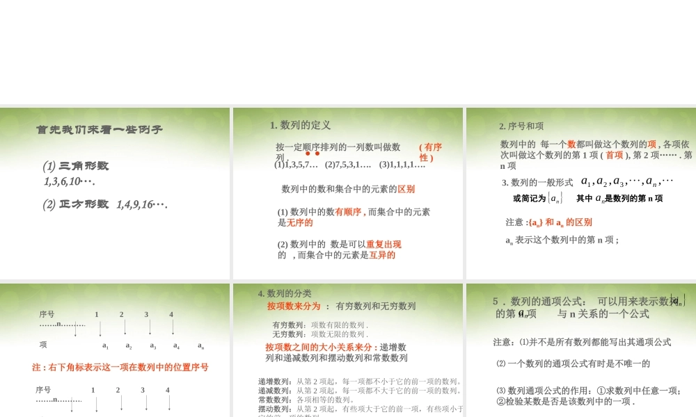 数学 2.1数列的概念与简单表示法(1)课件 新人教版必修5 课件