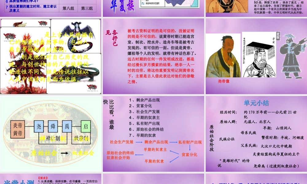 中学七年级历史上册 第3课 华夏之祖课件 新人教版