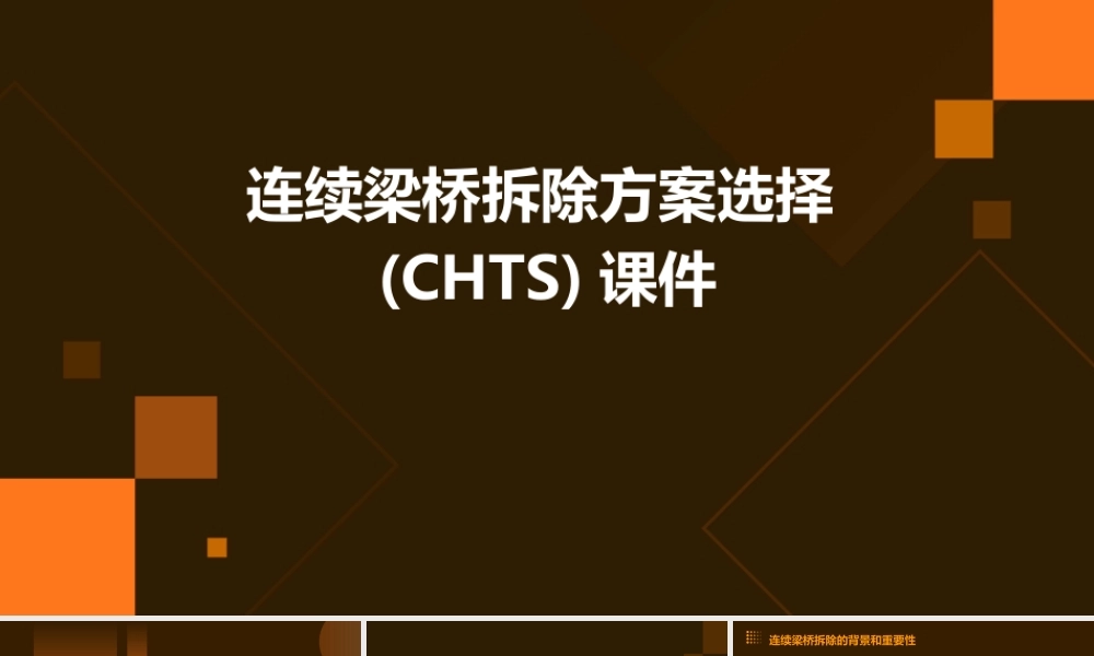 连续梁桥拆除方案选择(chts)课件