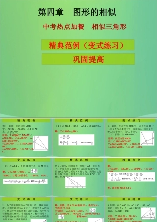 九年级数学上册 第4章 图形的相似 中考热点加餐 相似三角形(课堂导练)习题课件 (新版)北师大版 课件
