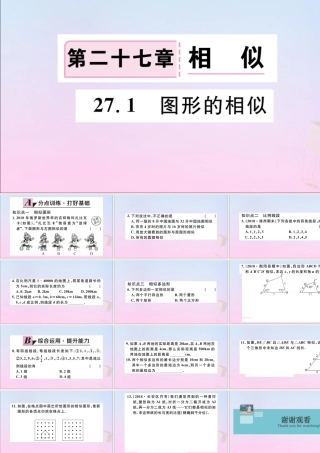 九年级数学下册 第27章 相似 271 图形的相似习题讲评课件 (新版)新人教版 课件