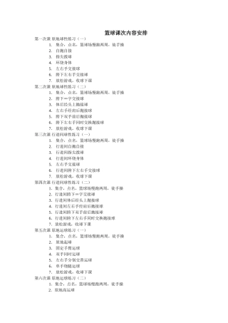 篮球课次内容安排