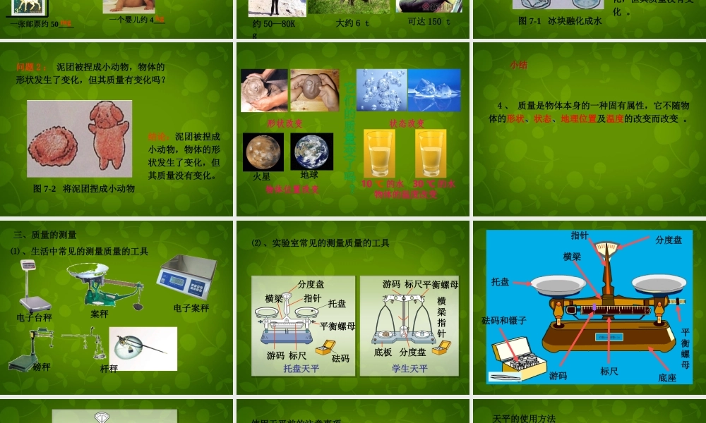 八年级物理上册 第五章 第1节 物体的质量课件 粤教沪版 课件