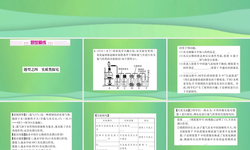 中考化学总复习 中考6大题型轻松搞定 题型复习(四)实验探究题之四 实质性探究课件