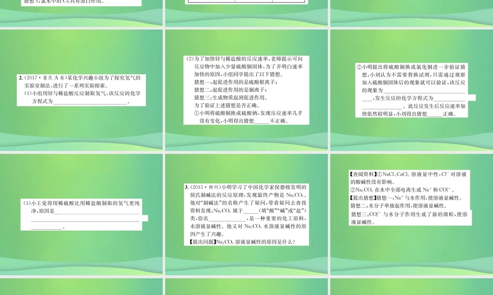 中考化学总复习 中考6大题型轻松搞定 题型复习(四)实验探究题之四 实质性探究课件