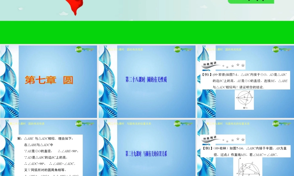 广东省深圳中考数学复习宝典 第七章 圆课件