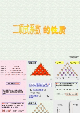 二项式系数的性质 高二数学课件二项式定理课件集[整理三课时]人教版 高二数学课件二项式定理课件集[整理三课时]人教版