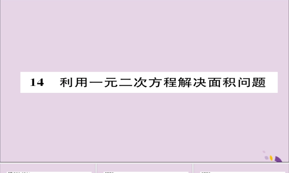 九年级数学上册 第二章 一元二次方程 利用一元二次方程解决面积问题(练习手册)课件 (新版)北师大版 课件