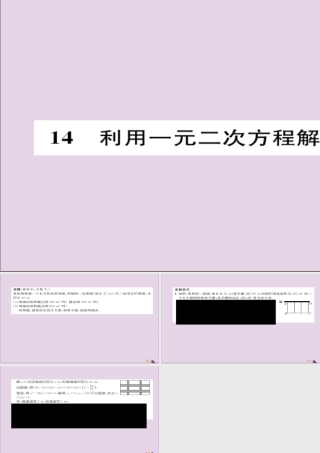 九年级数学上册 第二章 一元二次方程 利用一元二次方程解决面积问题(练习手册)课件 (新版)北师大版 课件
