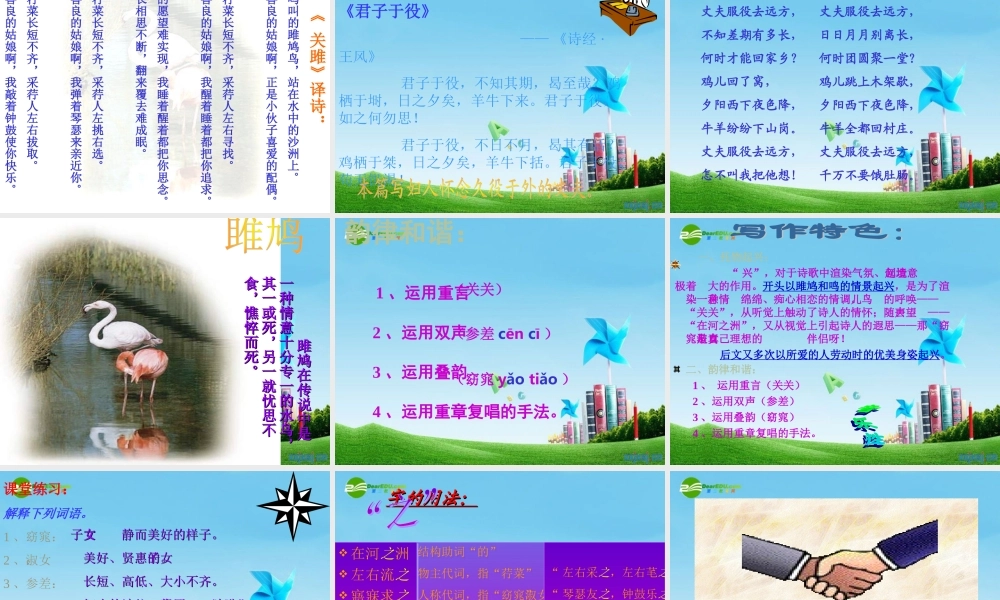 九年级语文下册(关雎)教学课件 人教新课标版 课件