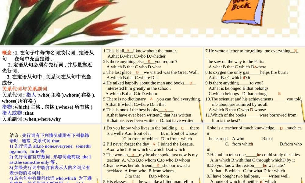 初中英语定语从句专项练习课件  课件