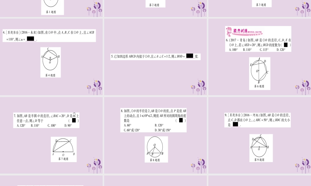 九年级数学下册 第2章 圆 22 圆心角、圆周角 222 第2课时 作业课件 (新版)湘教版 课件