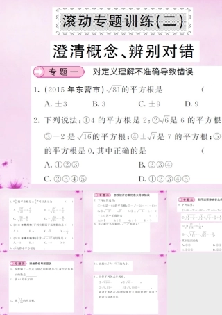 七年级数学下册 滚动专题训练(二) 澄清概念、辨别对错课件 (新版)新人教版 课件